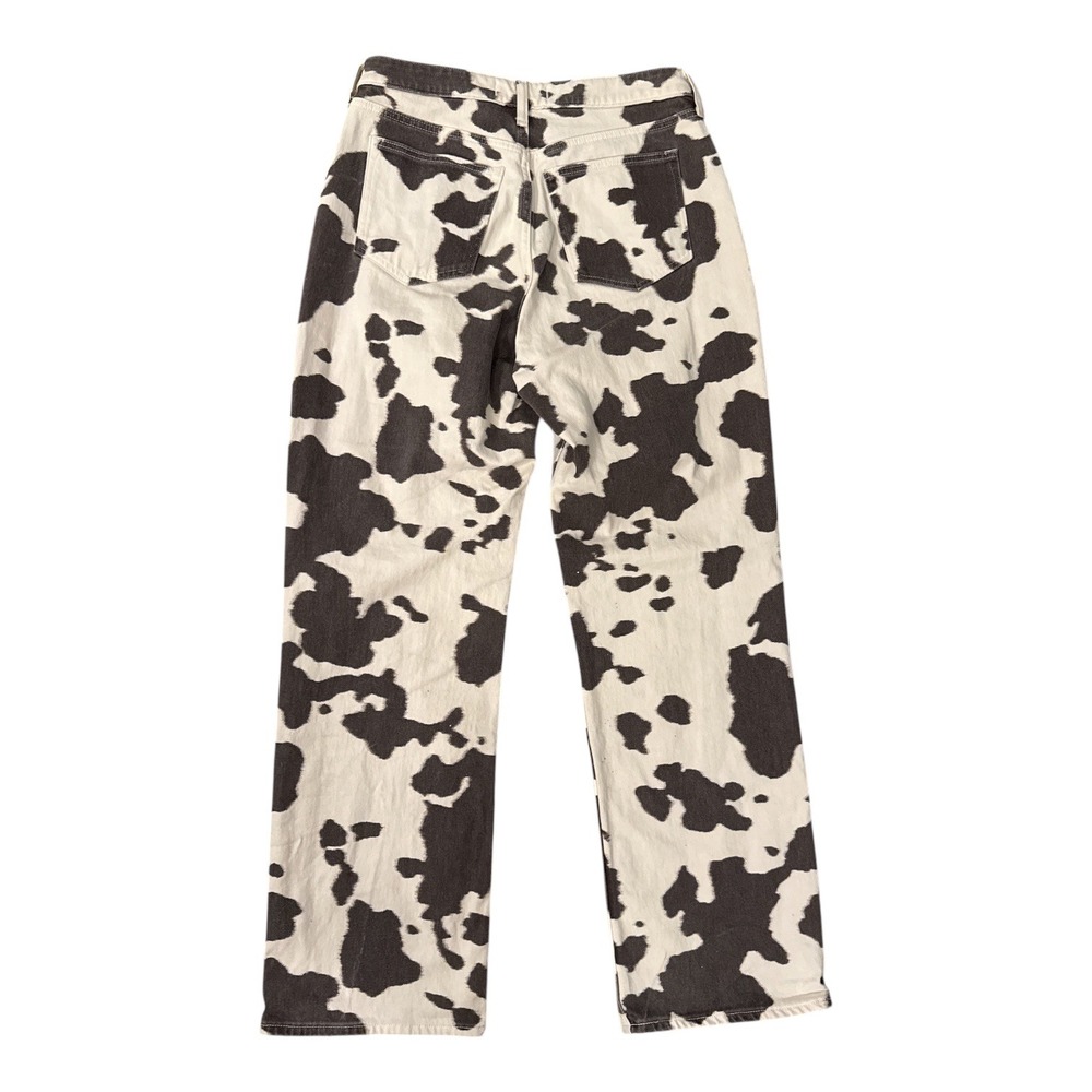 Abercrombie & Fitch Cow Print Straight Leg Jeans - Black and Cream - Picture 2 of 9